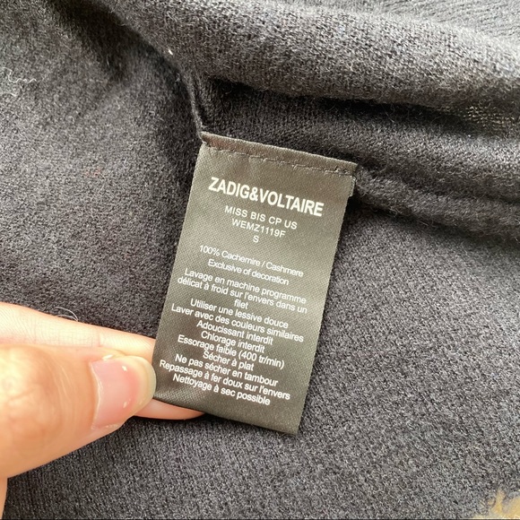 ZADIG & VOLTAIRE black leopard embellished skull Miss Bis cashmere sweater S - Picture 14 of 15